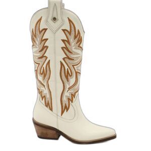 Stivali New York Dramen Western Cowboy Boots  Ivory Leather Size 37 NWOB